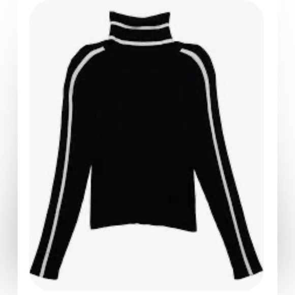 NWT MILLY Minis Girl's Racer Stripe Turtleneck Black/Ecru size 12 - Picture 1 of 5